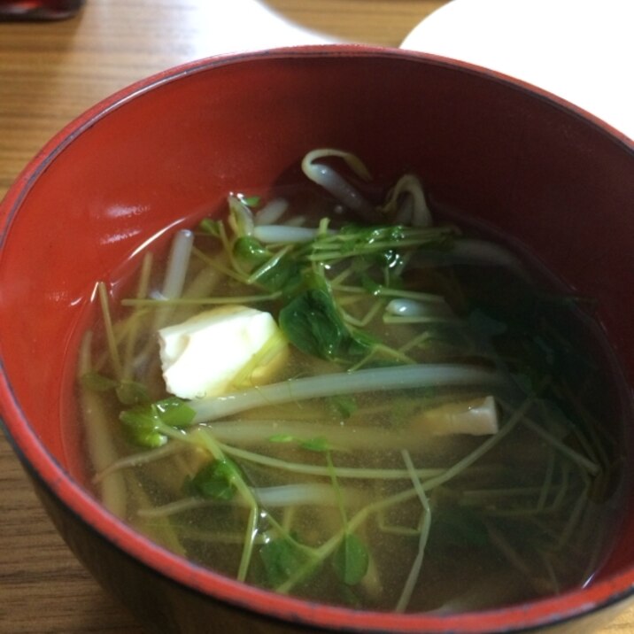 すぐ出来る！豆苗と豆腐の味噌汁